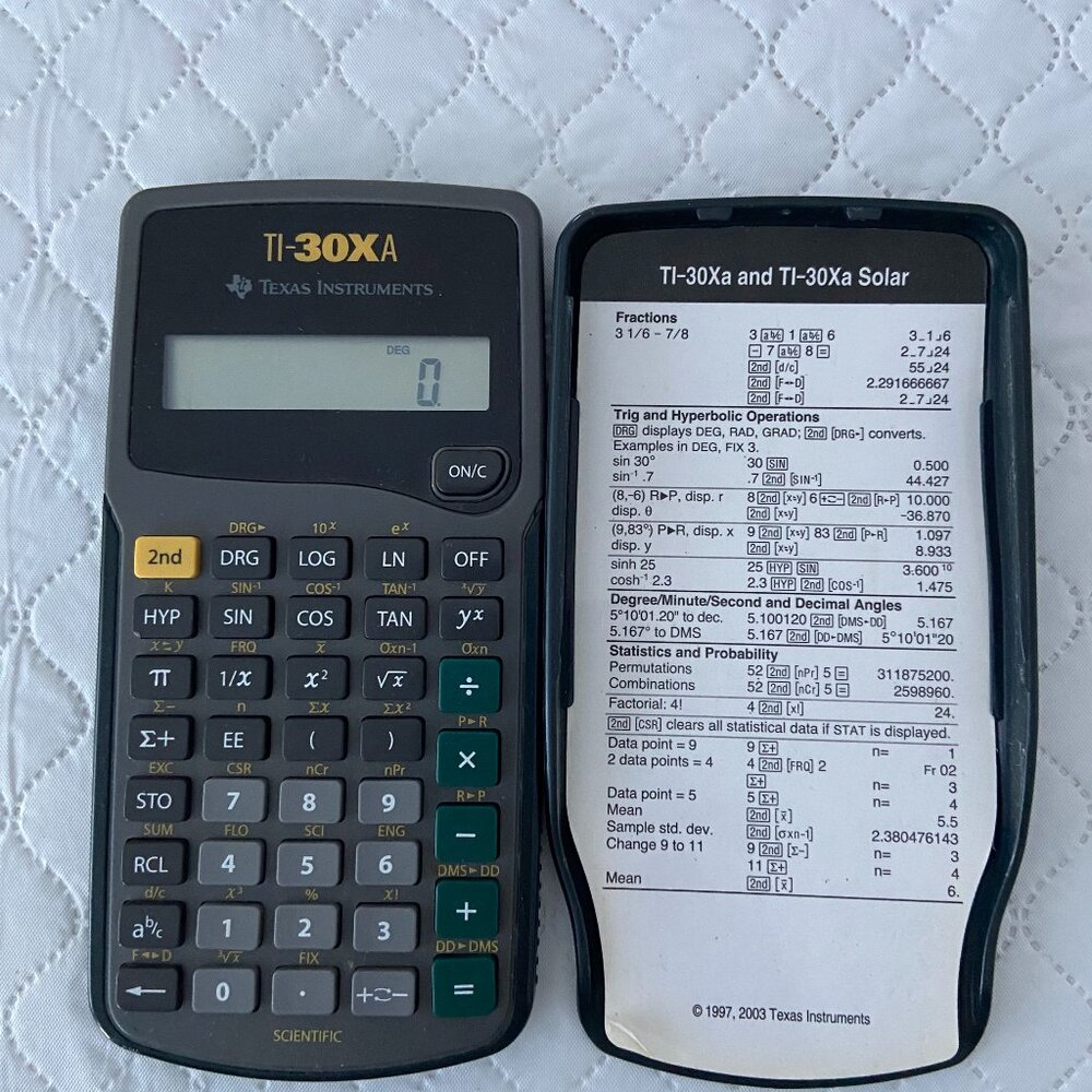Texas Instruments TI-30XA Scientific Calculator with cover.